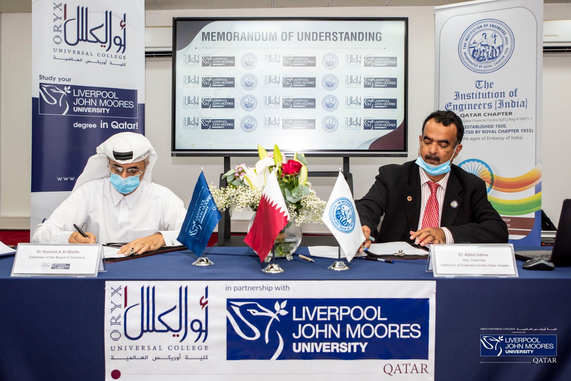 MOU signed between Oryx Universal College, in partnership with Liverpool John Moores University, and