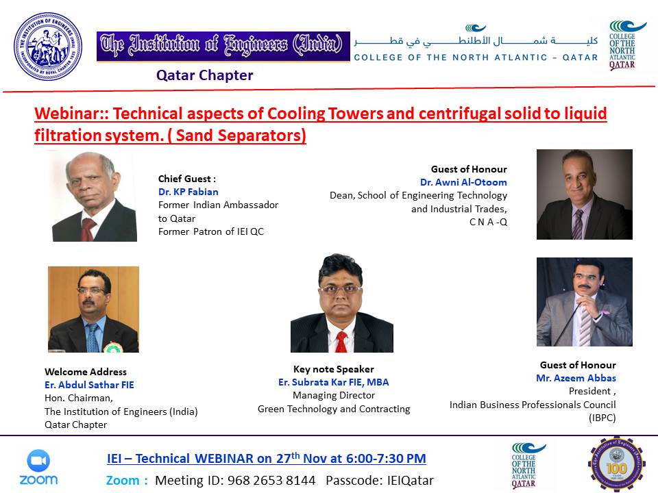 Webinar::Technical aspects of Cooling Towers and centrifugal solid to liquid filtration system. (Sand Separators)